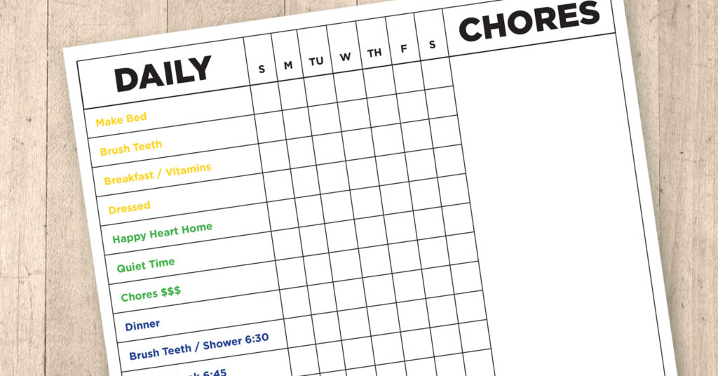 Chore Chart For Adhd Child